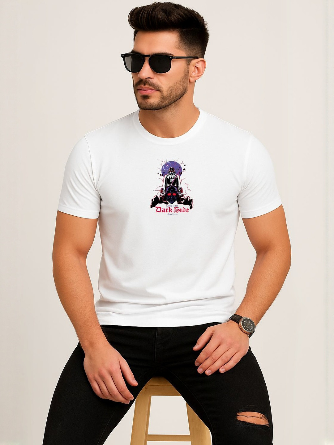 Parona Graphic Darth Vader Printed Round Neck T-shirt