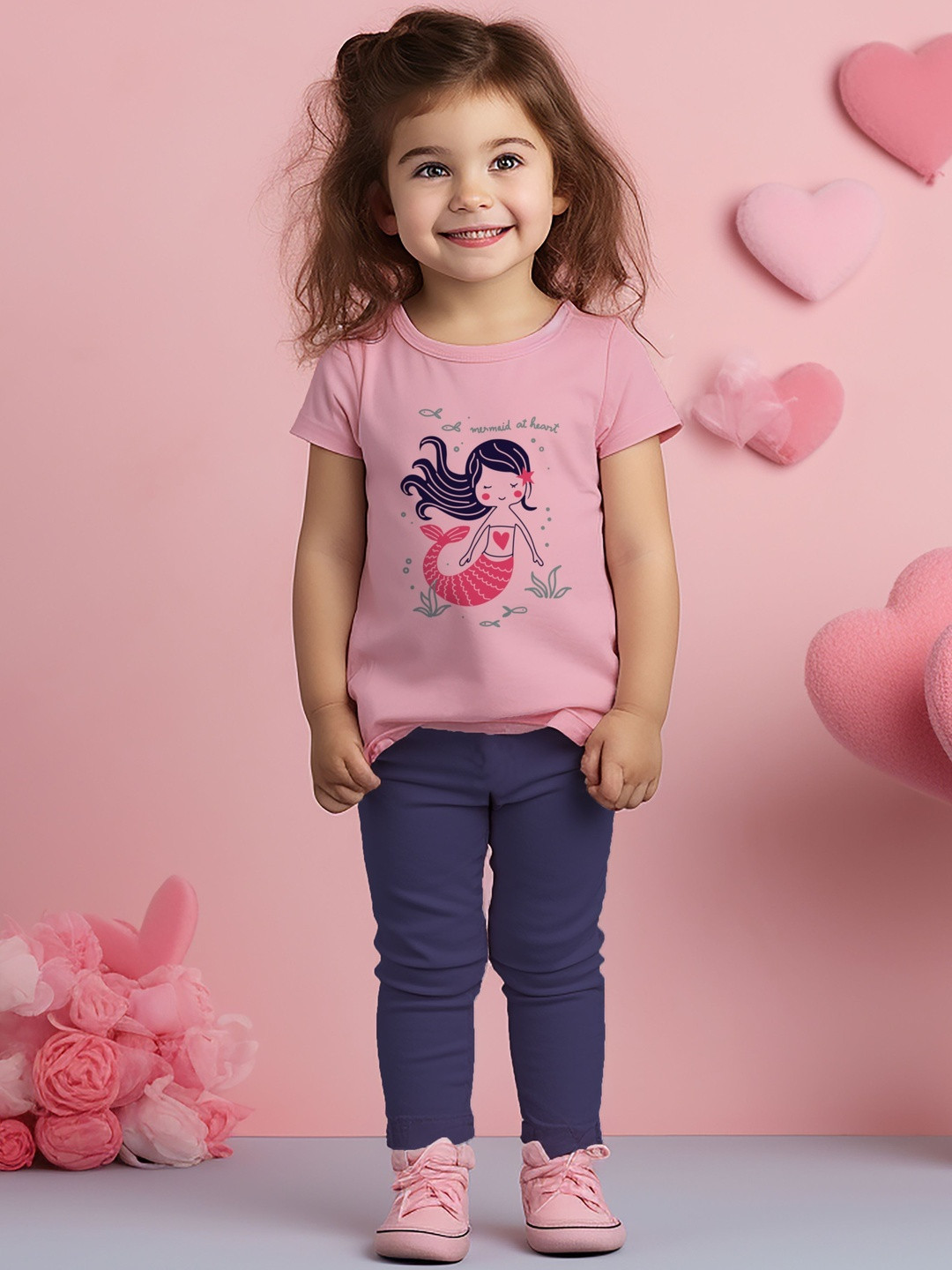 Luke & Lilly Kids Girls Pink & Blue Printed Clothing Set