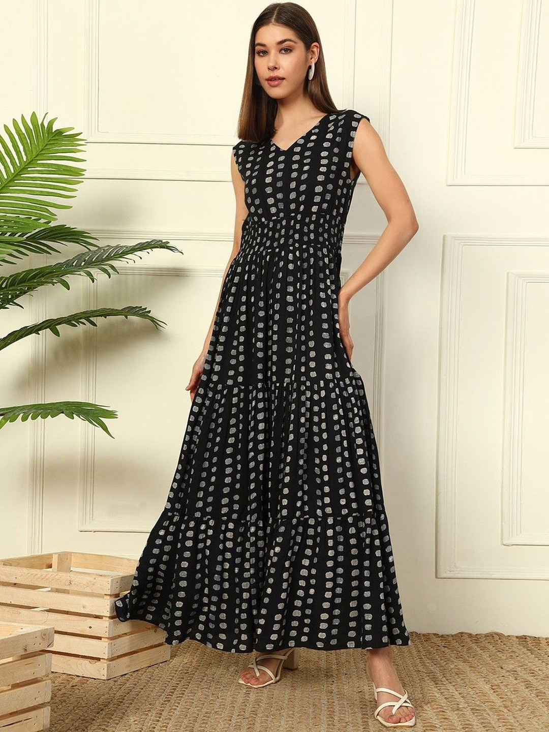 Jash Creation Women Printed Tiered Long Dress