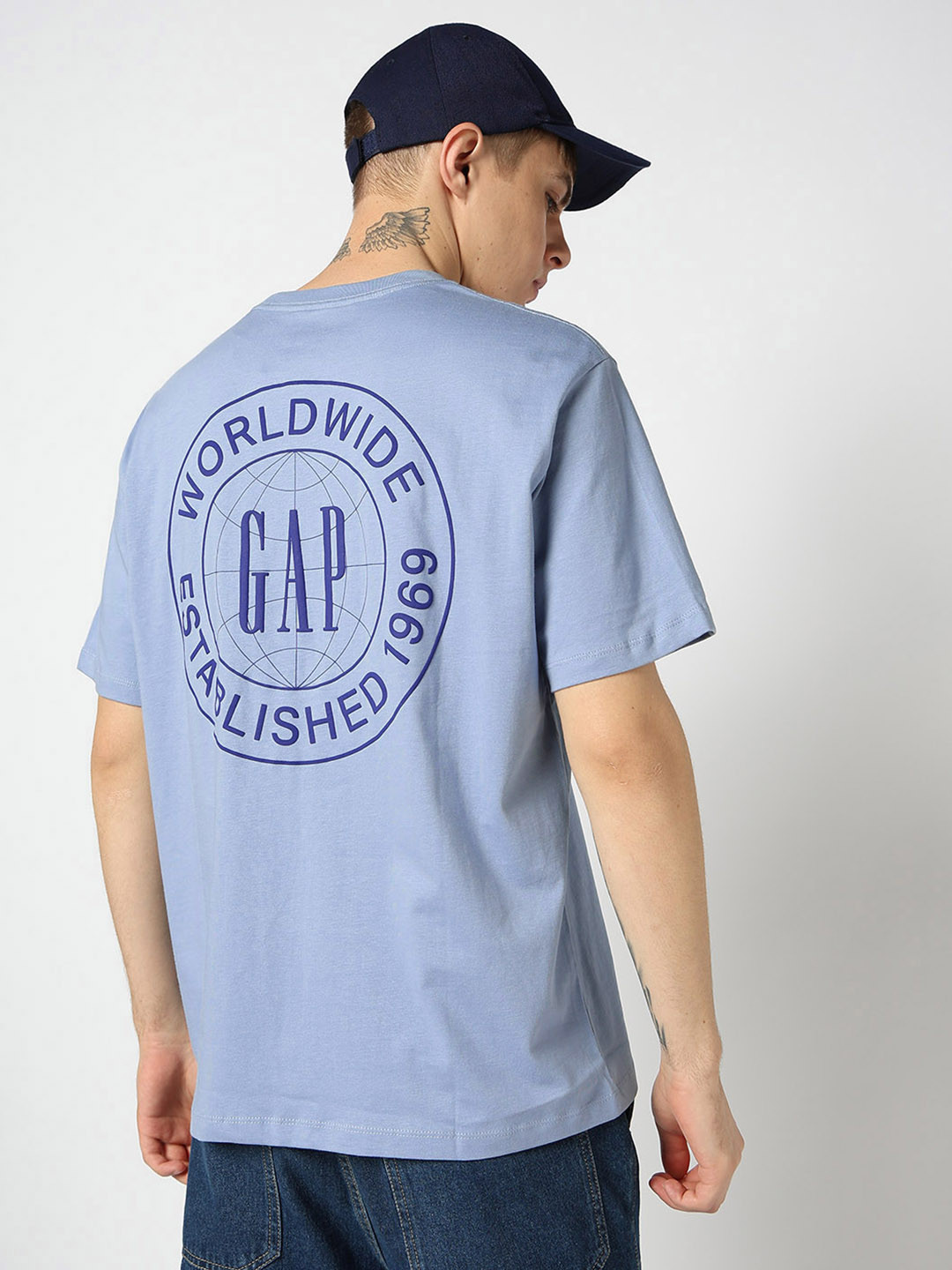 GAP Graphic Logo Printed Pure Cotton Relaxed Fit Crew Neck T-Shirt