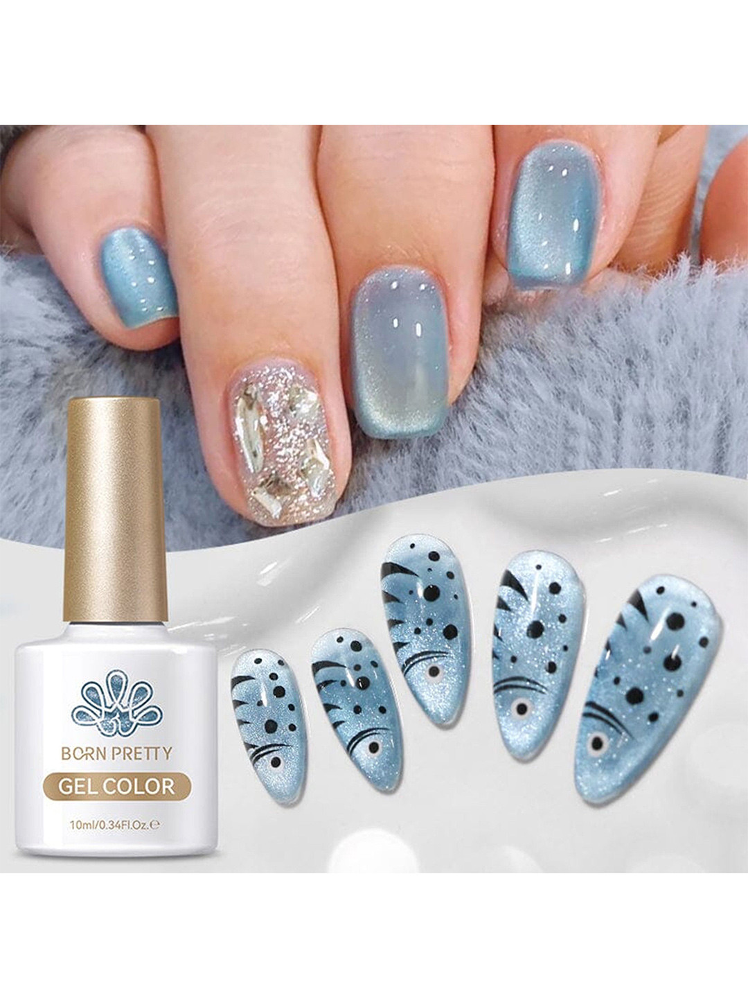 BORN PRETTY Long Lasting High Gloss Glass Cat Magnetic Gel Polish 10ml -MY246 Crescent Bay