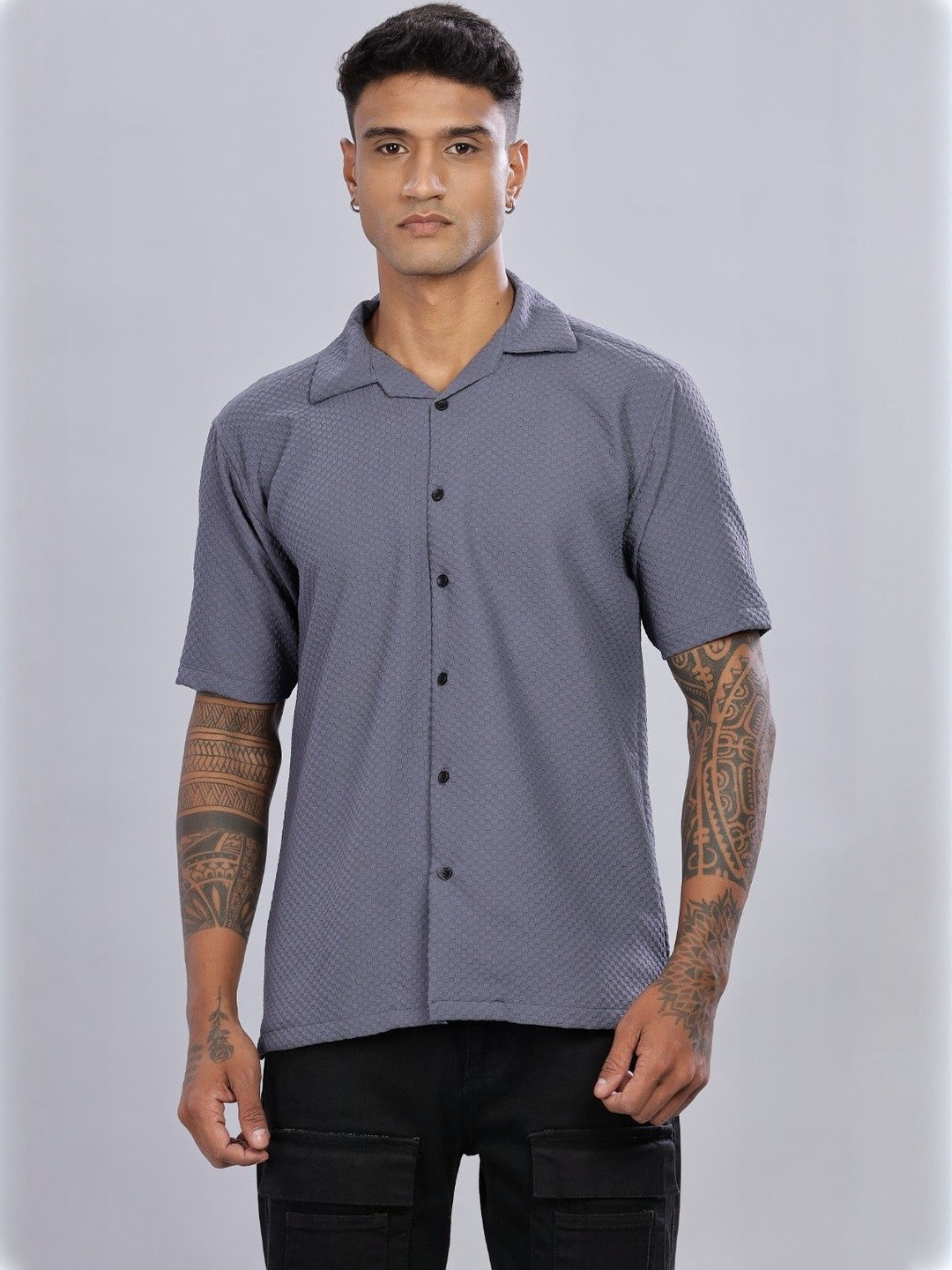 Kolor Fusion Men Polyester Self Design Relaxed Fit Casual Shirts