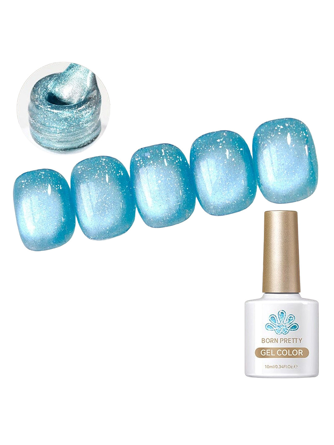 BORN PRETTY Long Lasting Glossy Glitter Cat Eye Magnetic Gel Polish-10ml-MY62 Mambo Ice