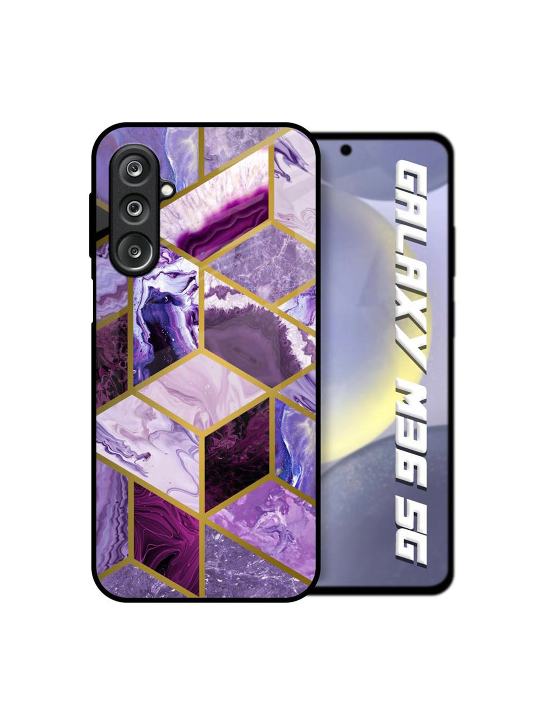 QRIOH Marble Printed Silicone Samsung Galaxy M36 5G Glass Back Case