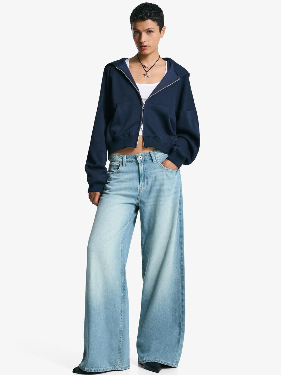 Bershka Pure Cotton Wide-Leg Jeans