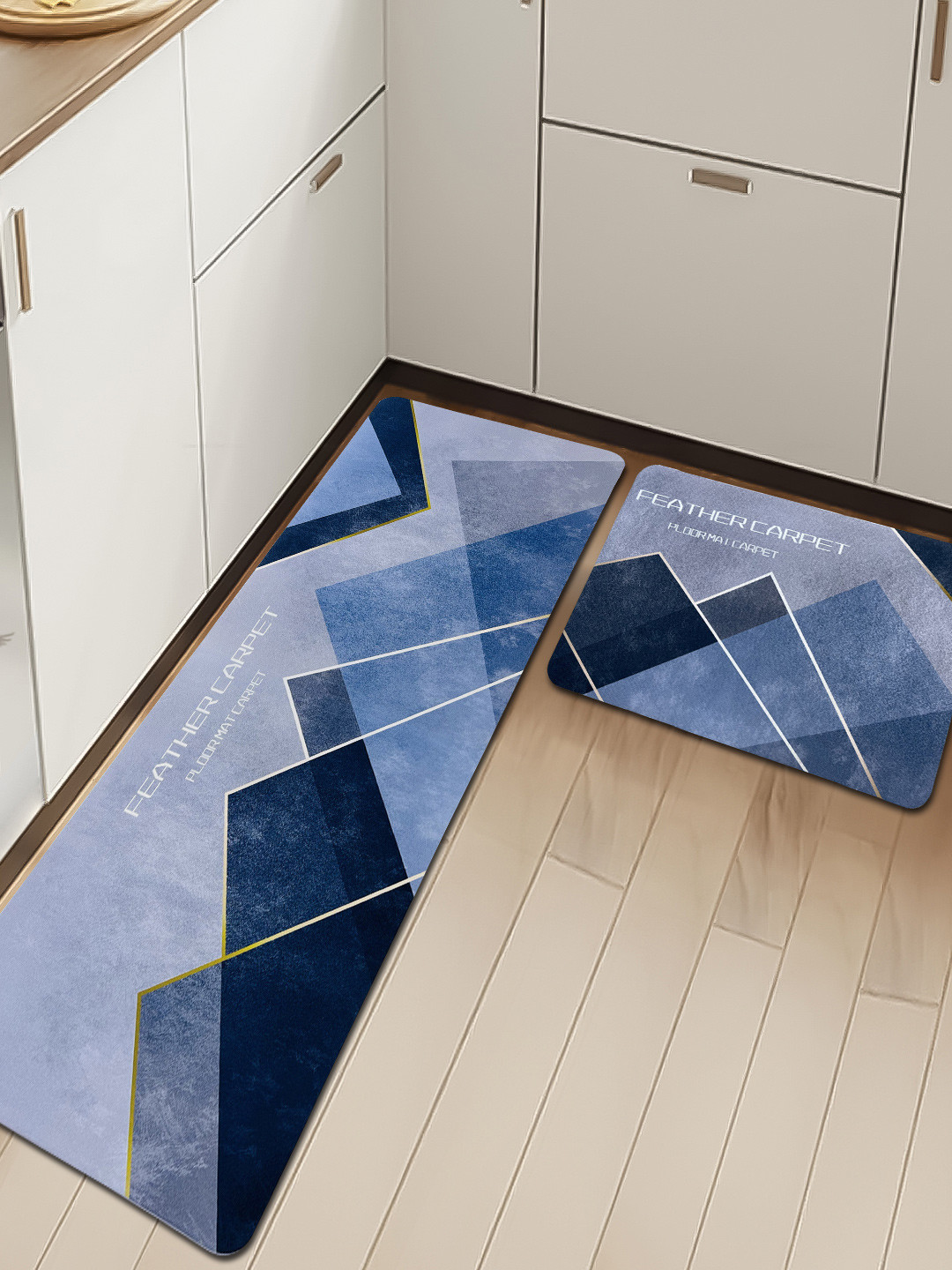 Sittella 2 Piece Printed Rectangular Anti-Skid Kitchen Mats