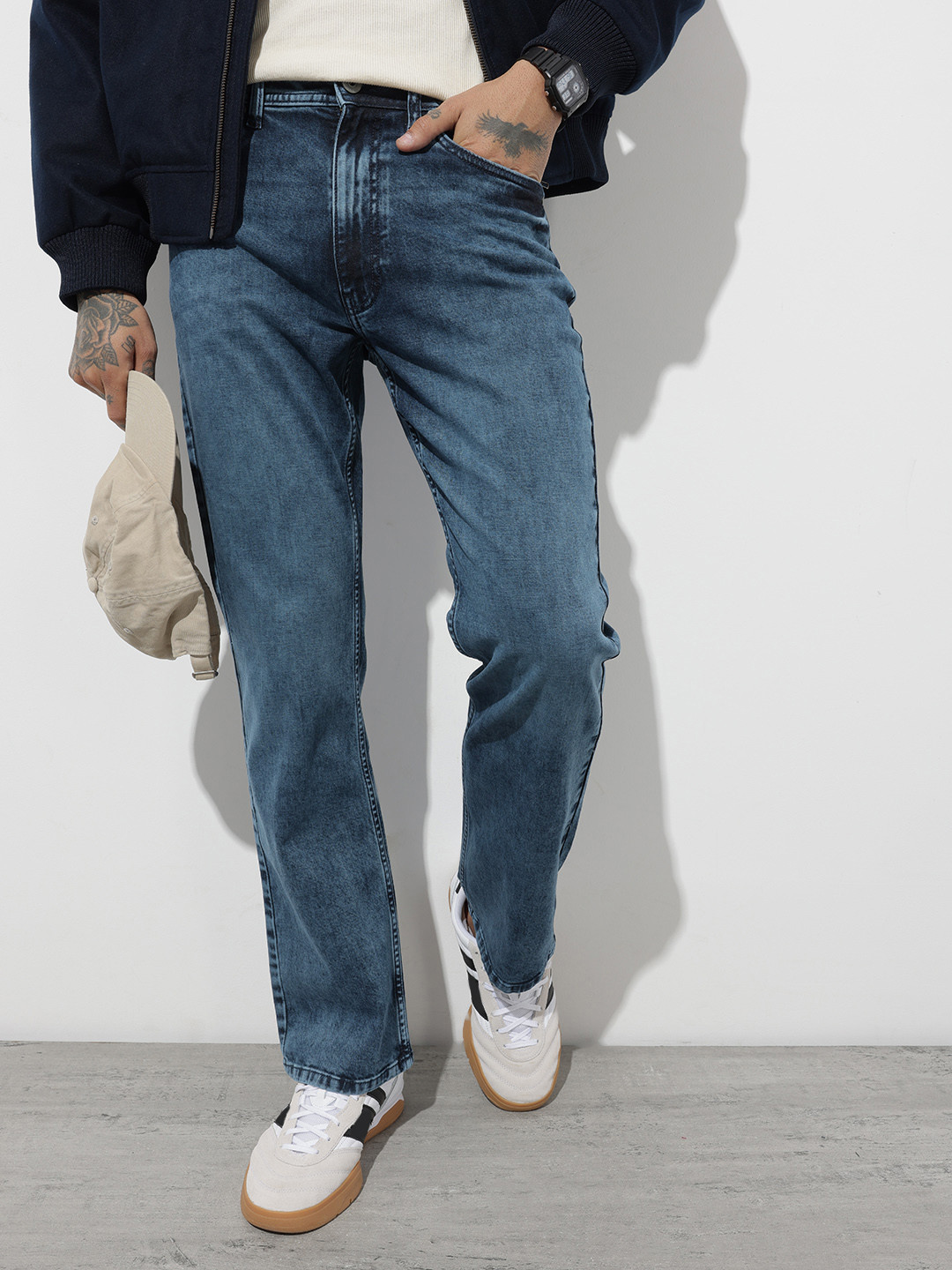 The Roadster Life Co. Men Bootcut Heavy Fade Stretchable Jeans