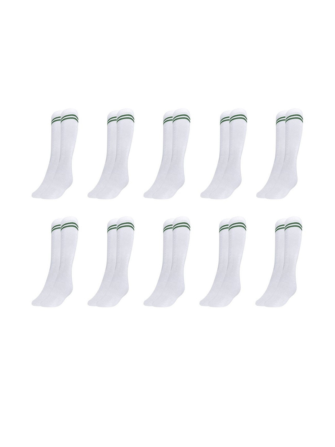 MUKHAKSH Boys Pack Of 10 White Calf Length Socks