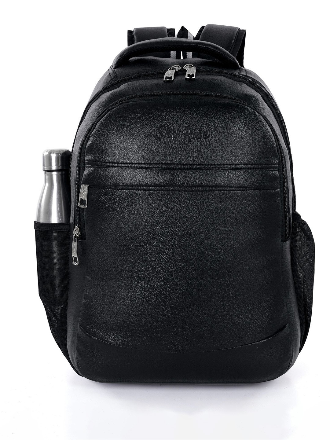 SKY RISE Unisex Brand Logo Leather Padded Backpack