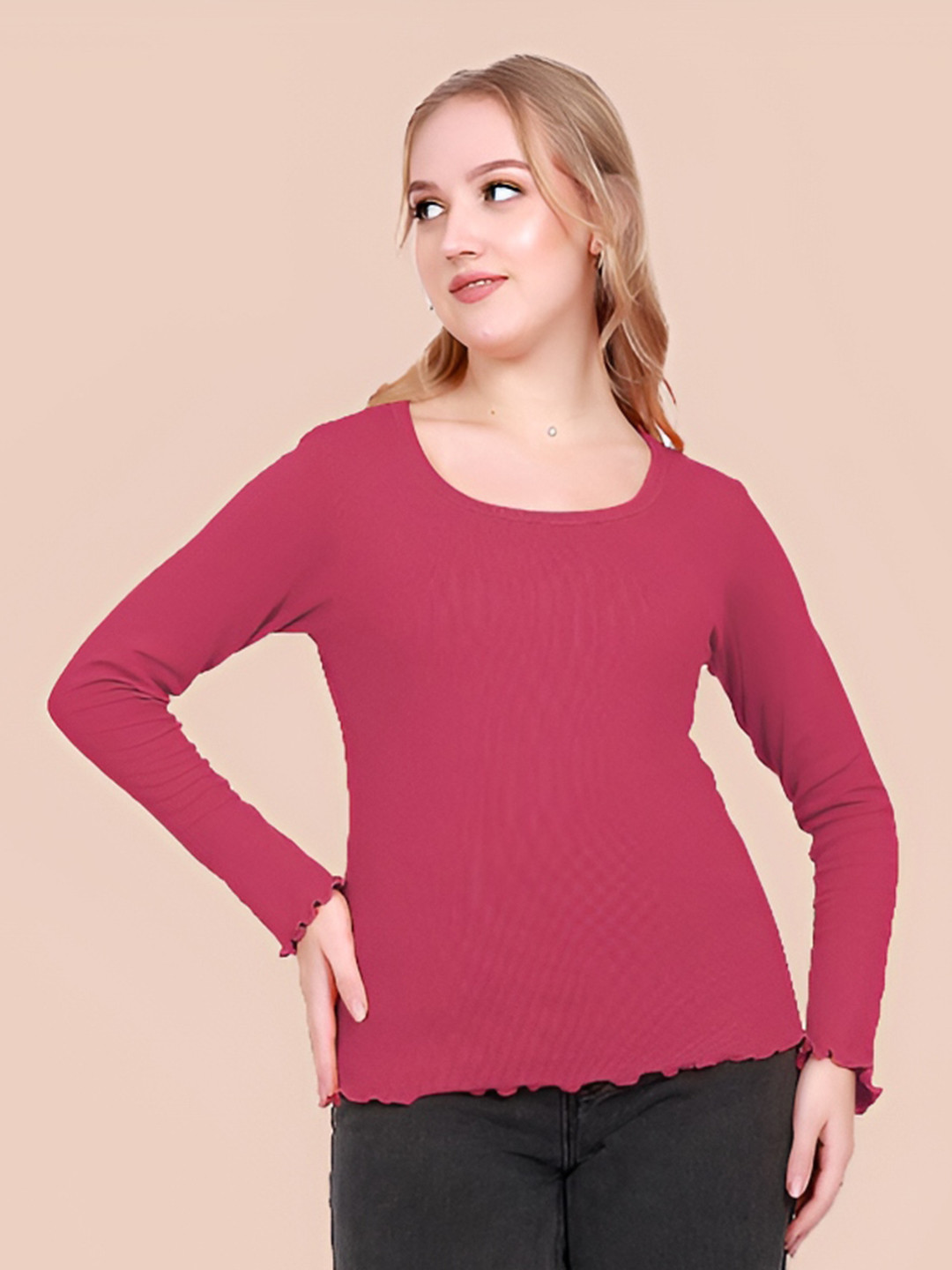 SSTAIR Ribbed Scoop Neck Top