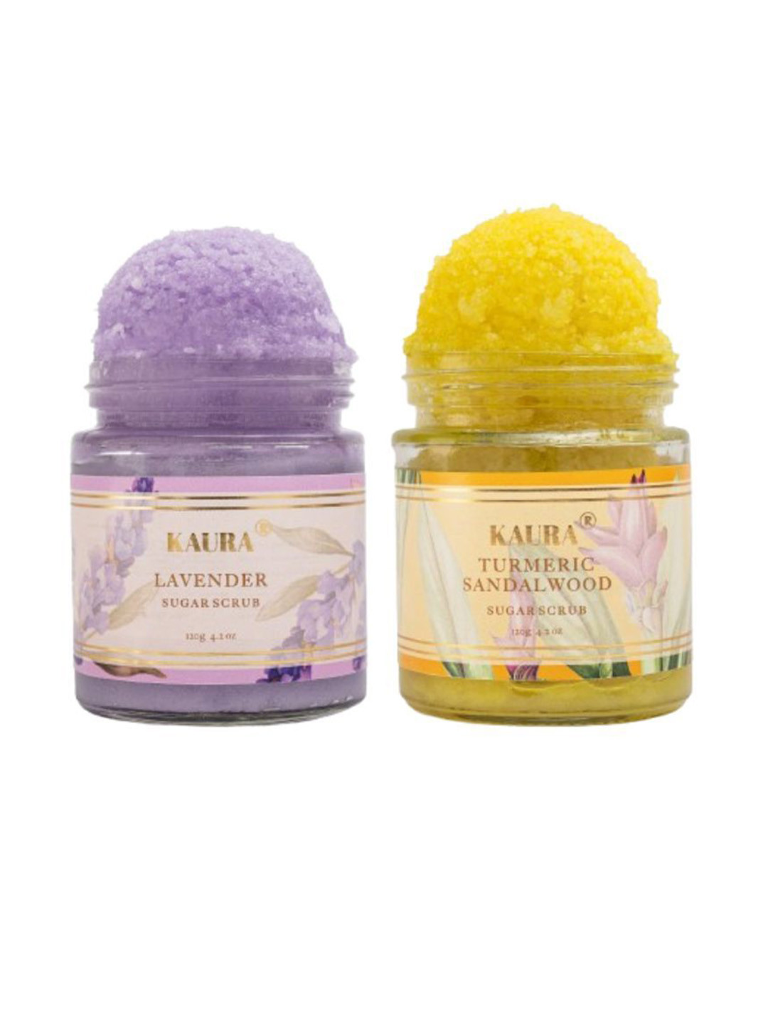 KAURA Set Of 2 Lavender & Turmeric Sandalwood Sugar Scrub- 120 g Each