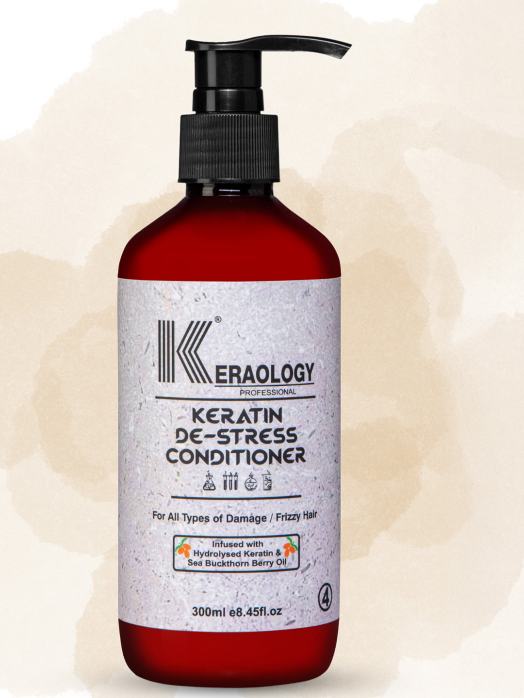 Keraology Professional Keratin De-Stress Conditioner For Smoother Hairs - 300ml
