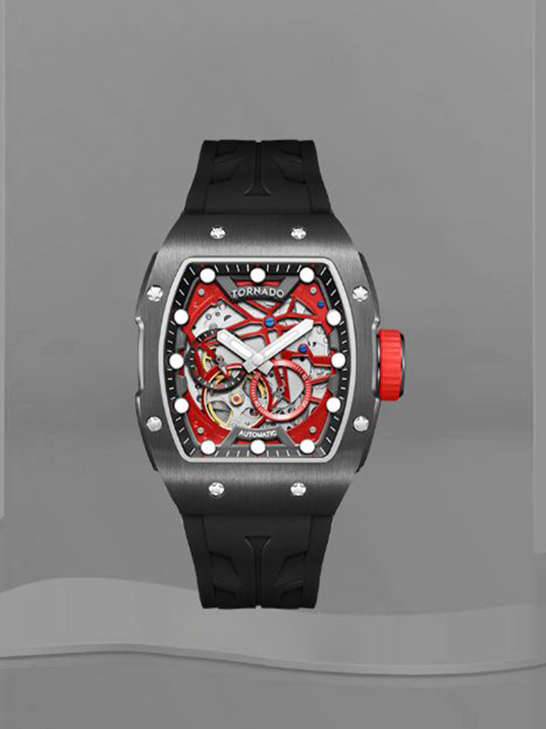 TORNADO Men Skeleton Rectangular Dial & Straps Analogue Automatic Watch T24302-XSBB