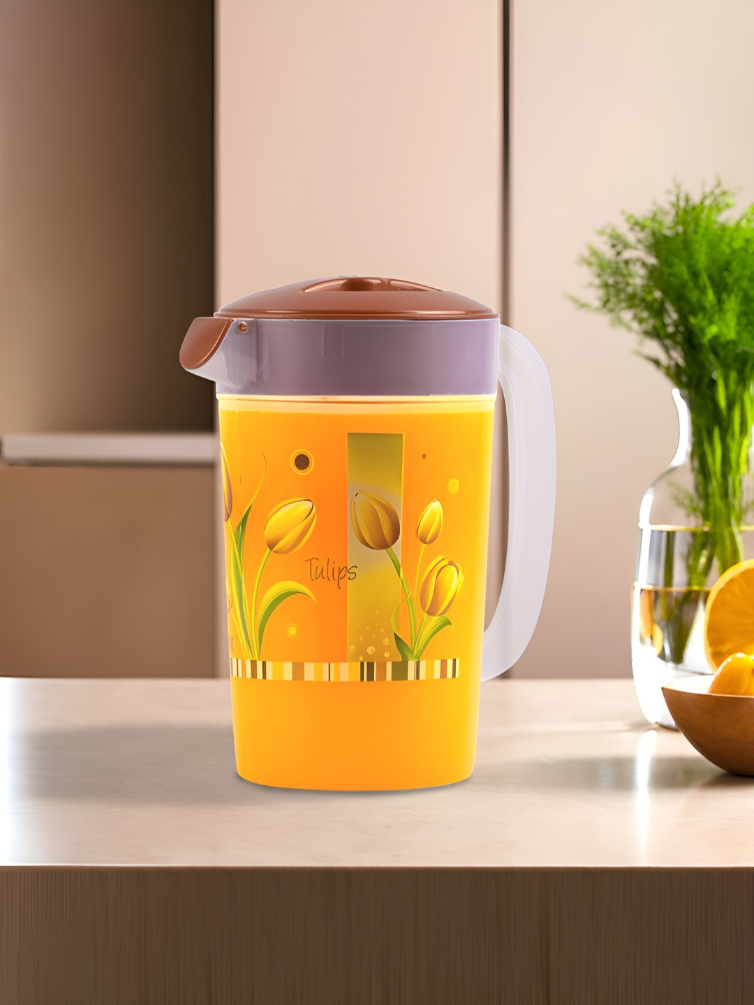 Aura Brown & White Flower Printed Safe Pack Water Jug-2.4 L