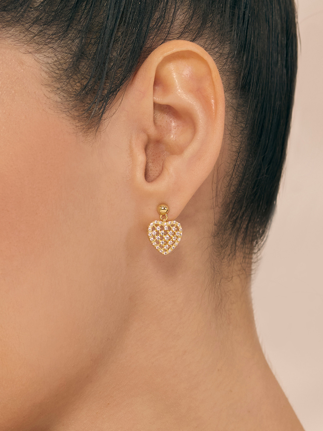 Nistra The Shinebright Cubic Zirconia Gold Plated Sterling Silver Drop Earrings