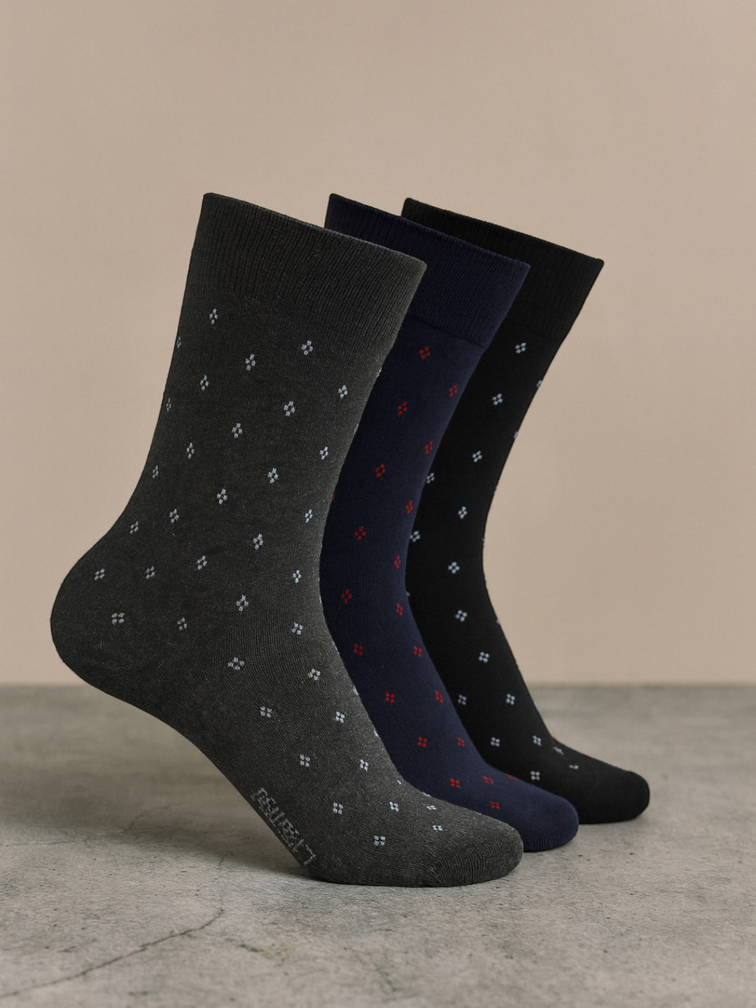 CRUSSET Men Pack of 3 Assorted Cotton Calf Length Socks
