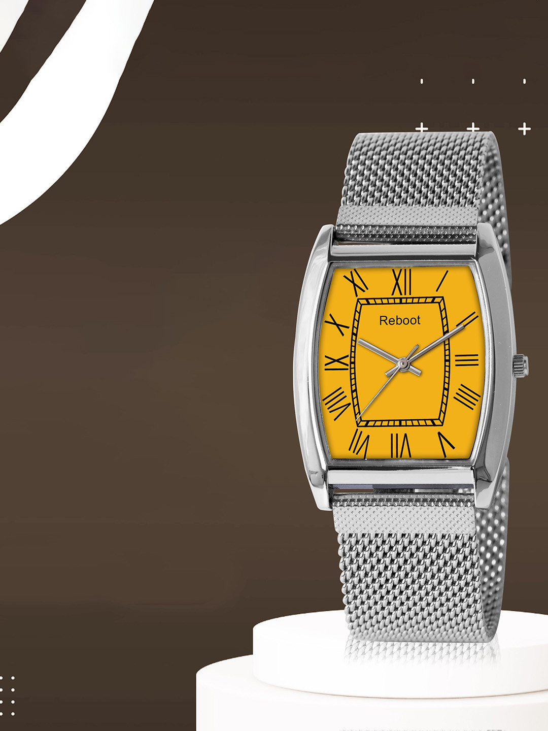 REBOOT Men Dial & Stainless Steel Straps Analogue Watch Reboot 125 Yellow Dial With Roman