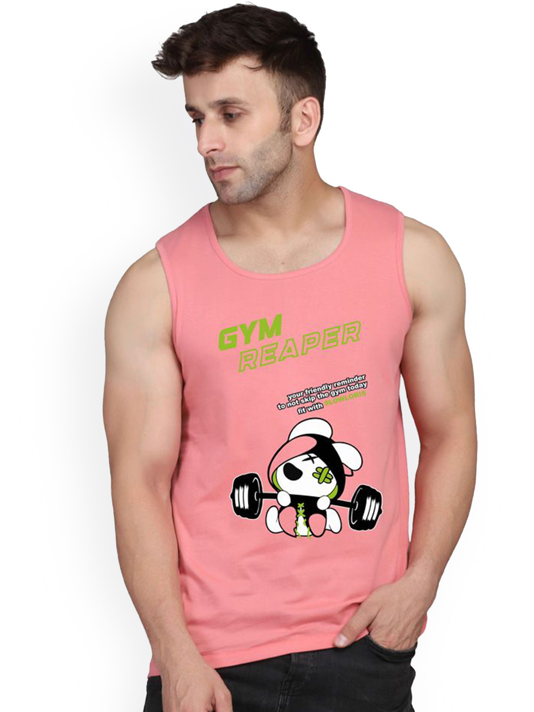 MINISTRY OF FRIENDS Printed Round Neck Cotton Gym Vests