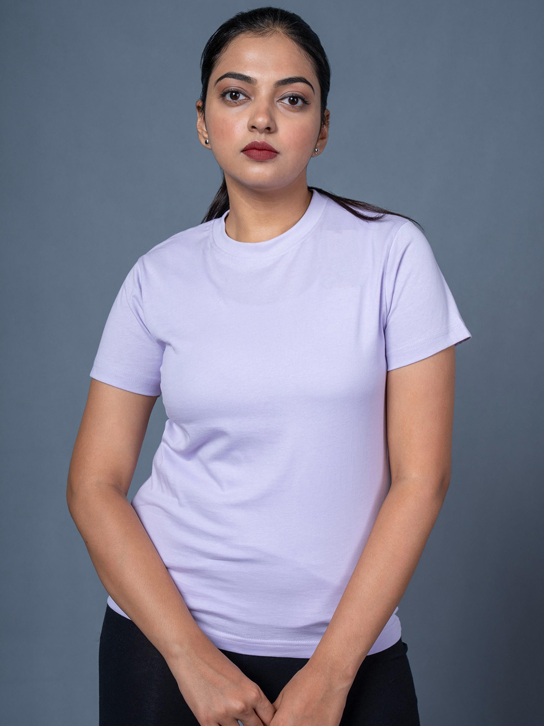 OUTLAWS Women Solid Round Neck Cotton T-shirt