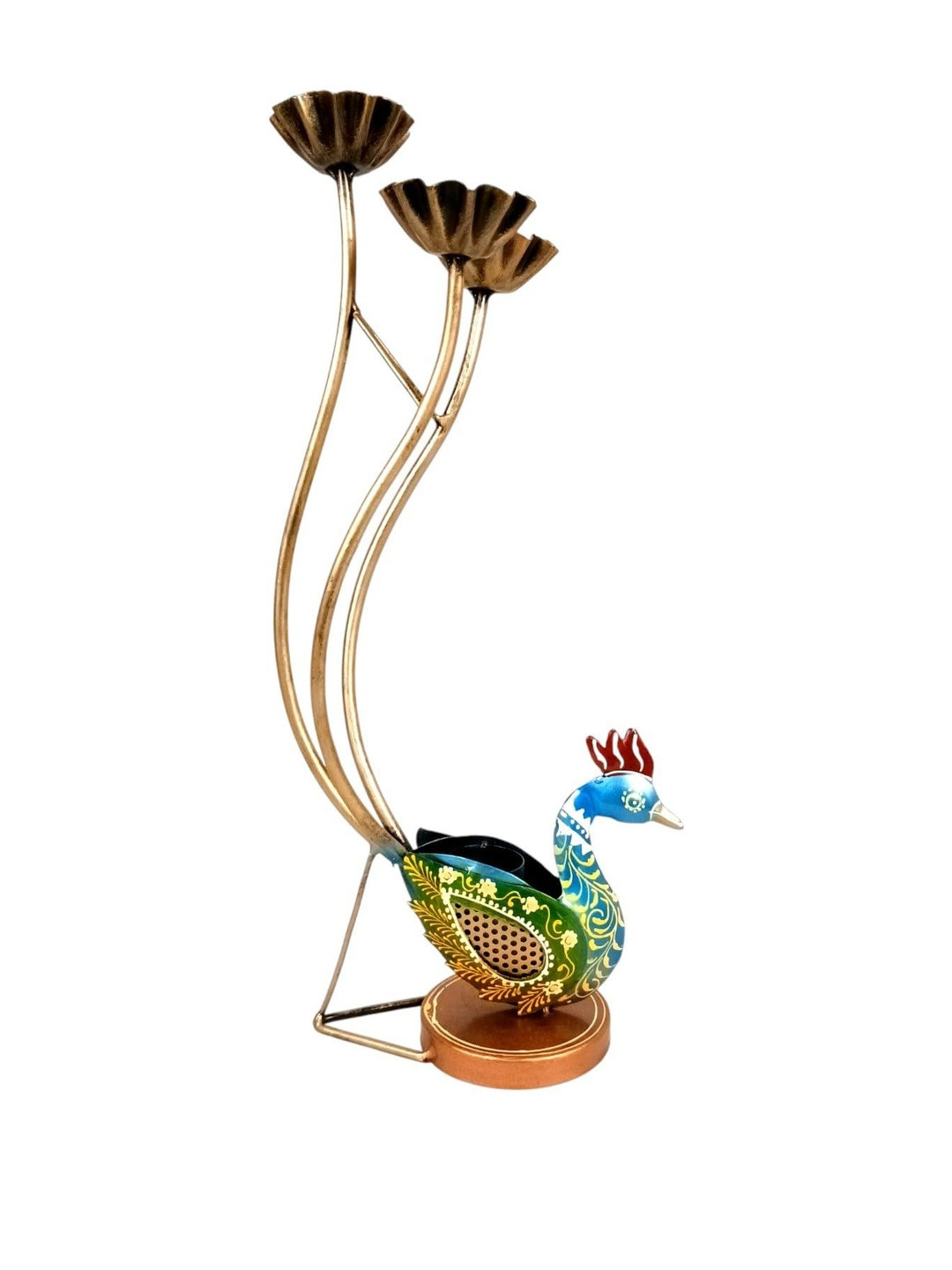 apka mart Multicoloured Peacock Tea Light Holder Stand Candle Holder