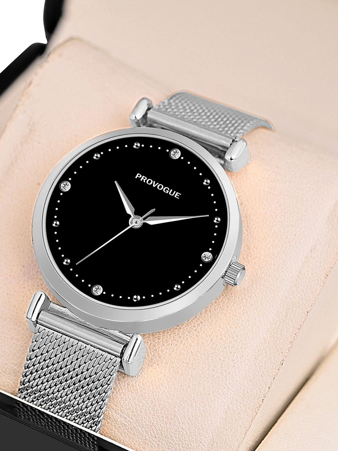 Provogue Women Brass Round Dial Analogue Watch PR-LR032-BLK-CH