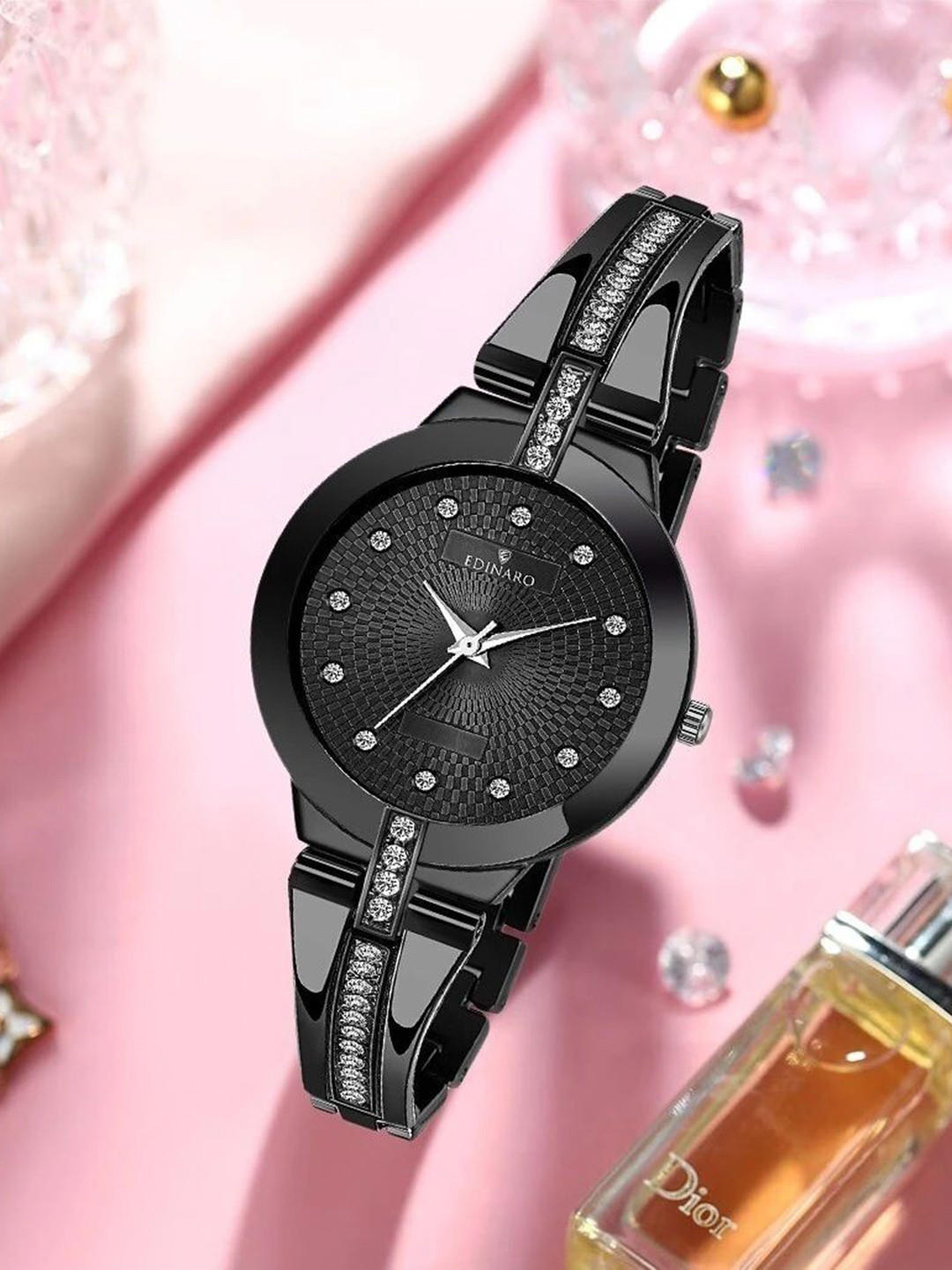 EDINARO Girls Round Dial & Stainless Steel Bracelet Style Straps Analogue Watch ED-2058W