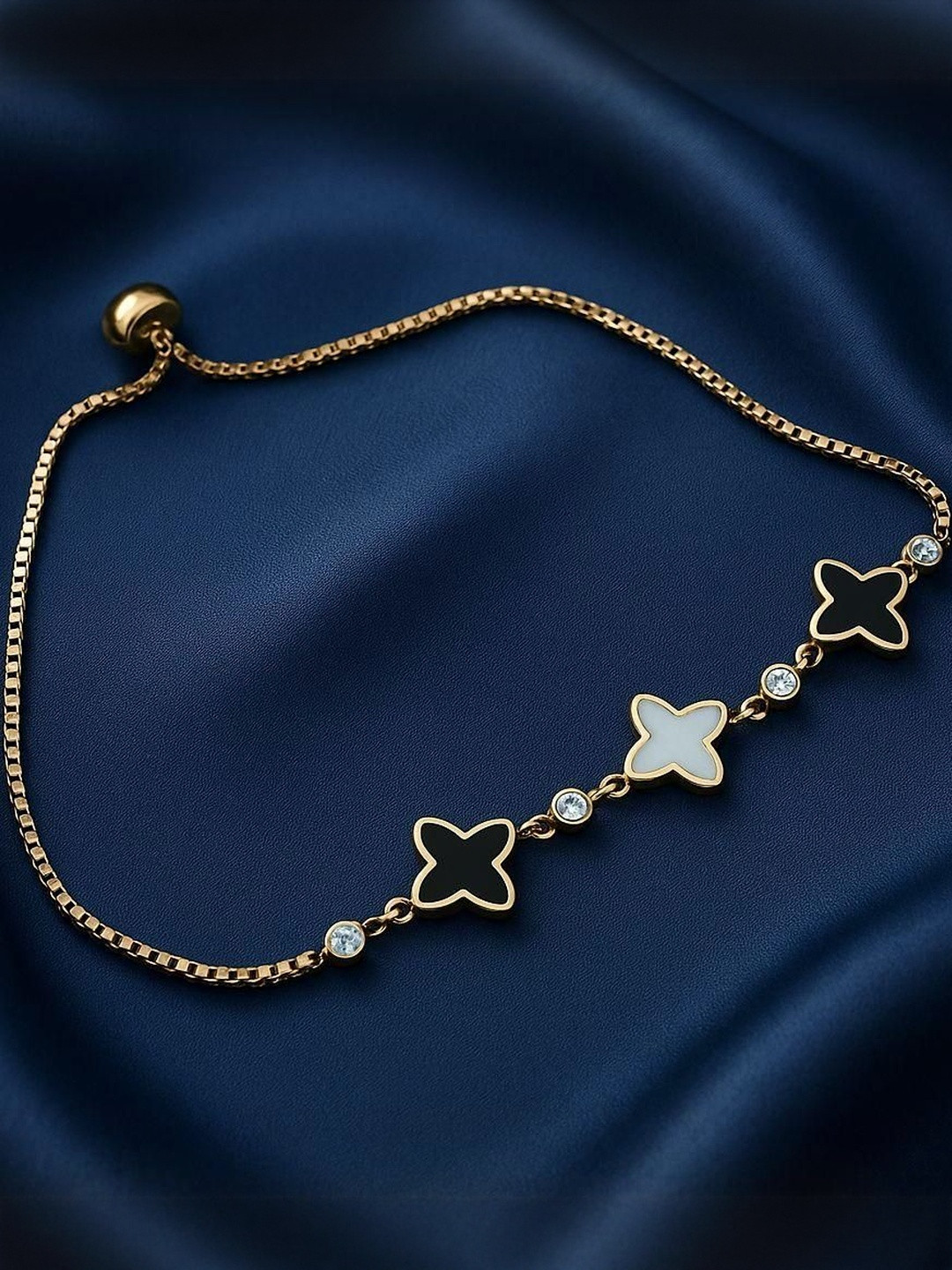 winkelstreet Gold-Plated Artificial Stones Studded Wraparound Bracelet