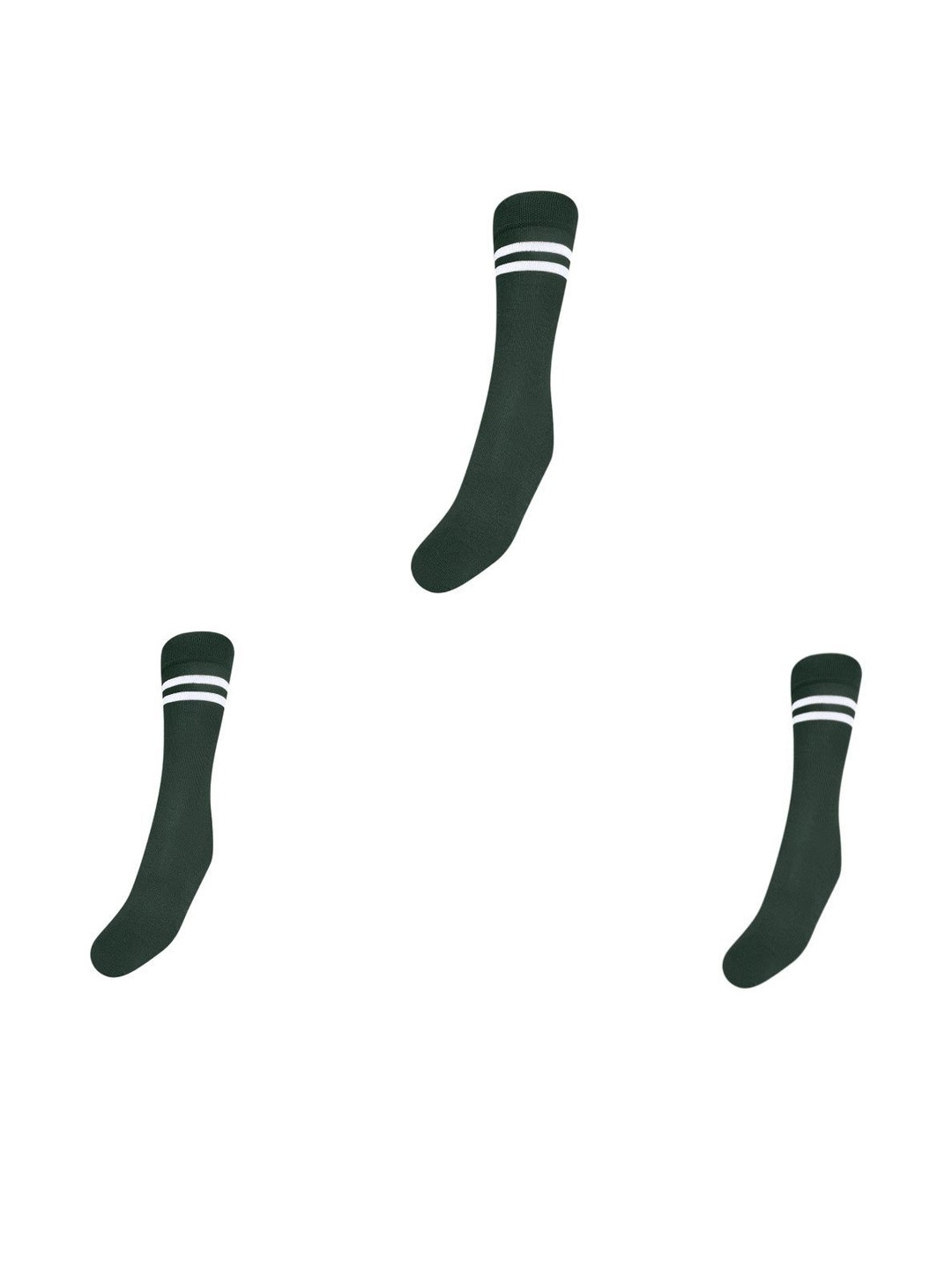 MUKHAKSH Boys Pack Of 3 Green Calf Length Strip Socks