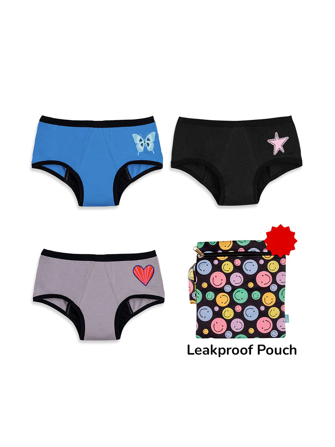 You Got Plan B Girls Pack Of 3 Mid-Rise Anti Bacterial Period Briefs PP-3PackBBG-10-12