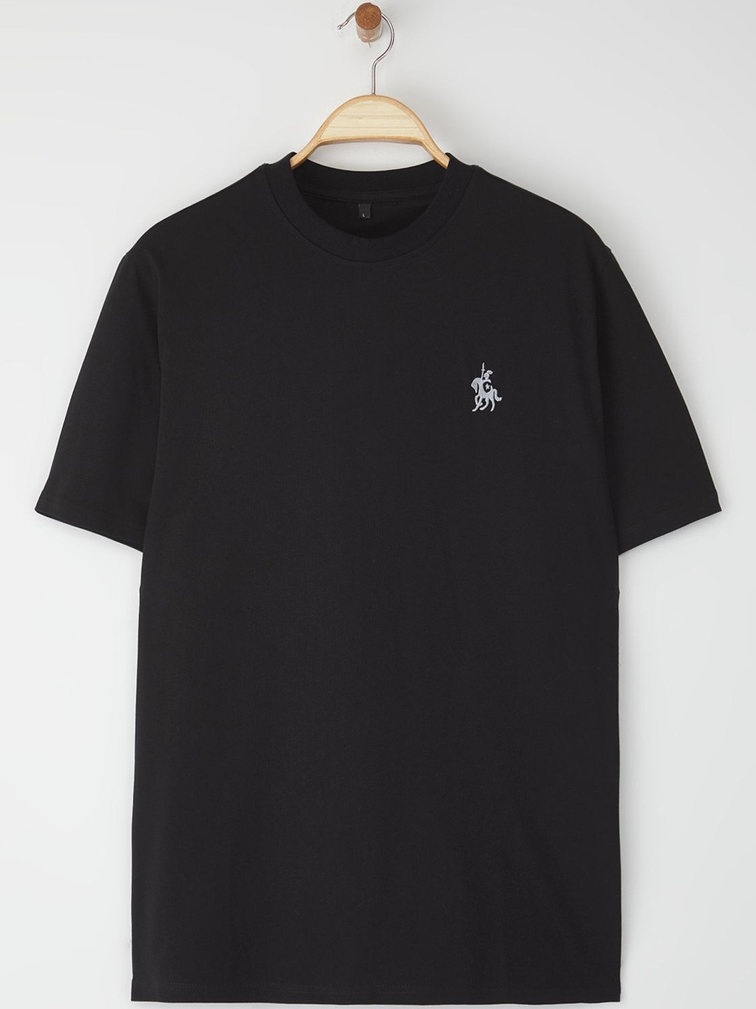 Trendyol Brand Logo Printed Round Neck Pure Cotton T-shirt