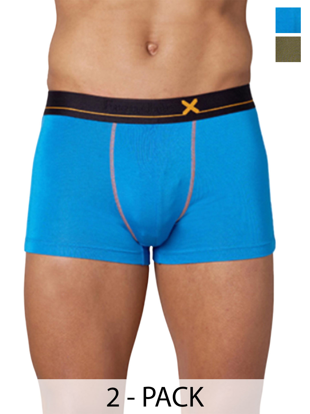 FRENCHIE X-DRIP Men Pack Of 2 Solid Mid-Rise Short Trunks