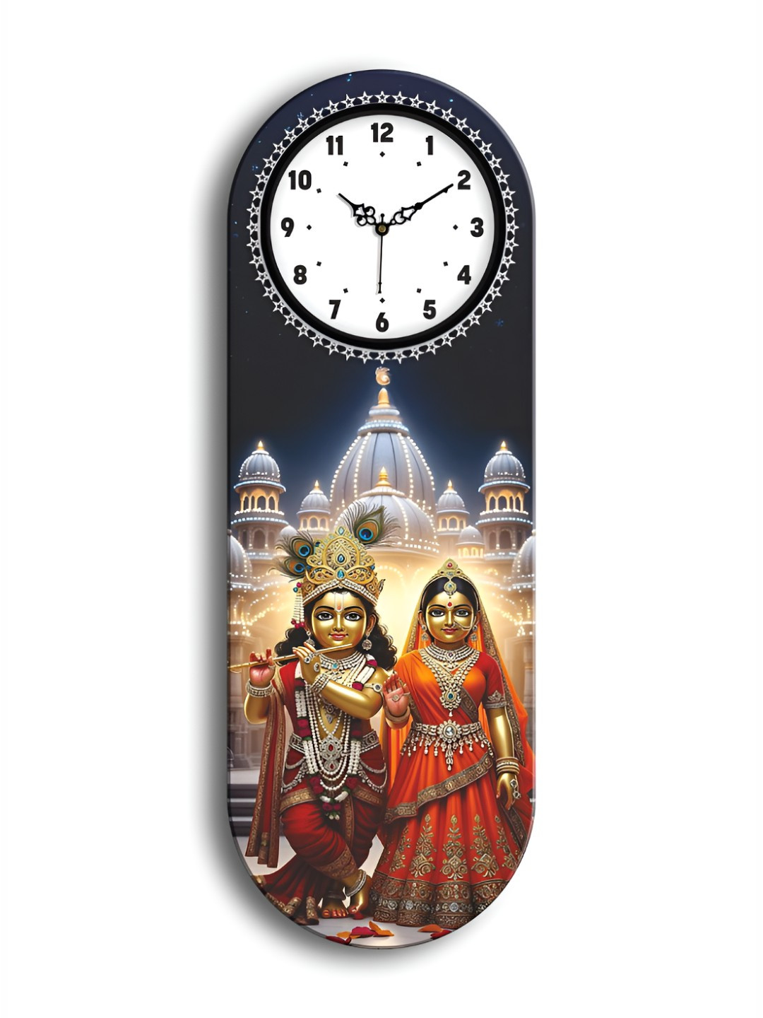 OLIVE TREE Orange & Gold-Toned Wooden Analogue Wall Clock