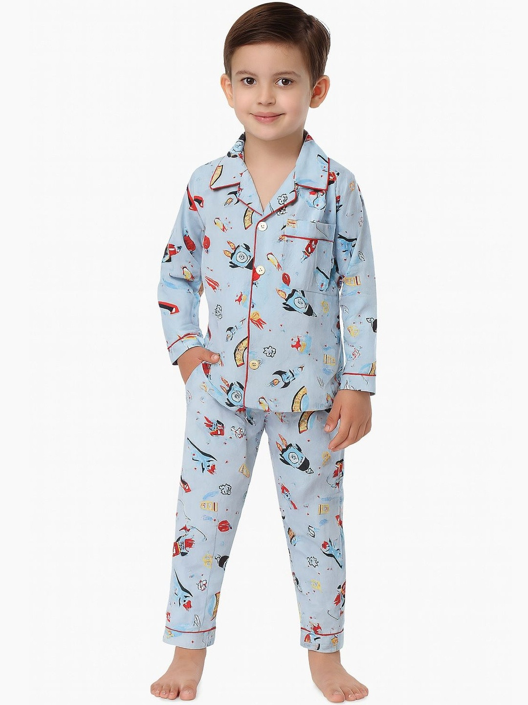 Thelittlebunny Unisex Cotton Space Printed Night Suit