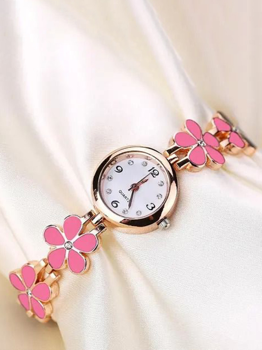 FROZIL Women Dial & Stainless Steel Bracelet Style Straps Analogue Watch Fl Pink