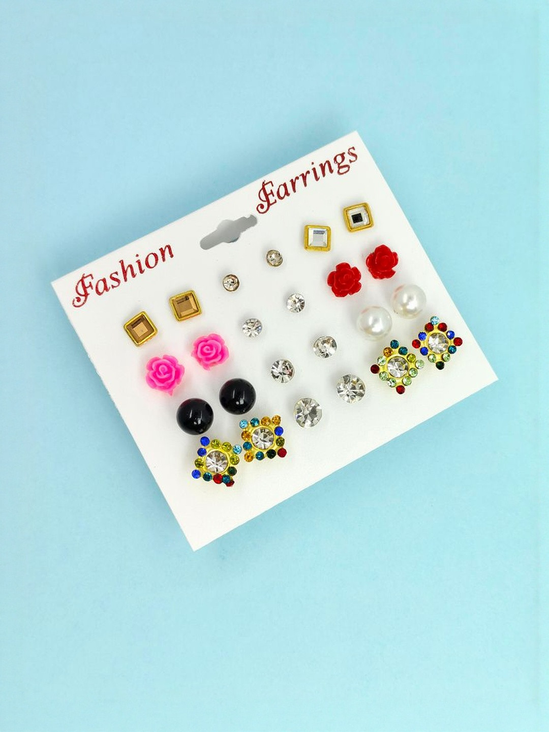 Balasundri Set of 12 Mix Design Casual Simple Ear Studs