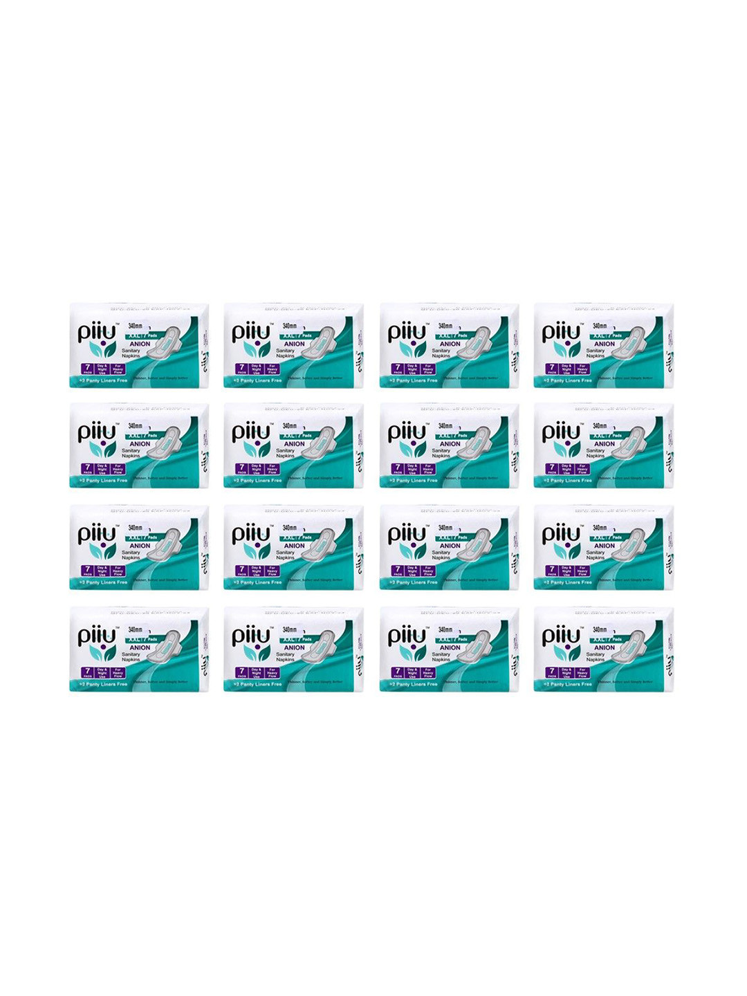 PIIU Set Of 16 Soft Cottony Rash Free Ultra-Thin Anion Sanitary Pads- 7 Pads - 340 mm Each