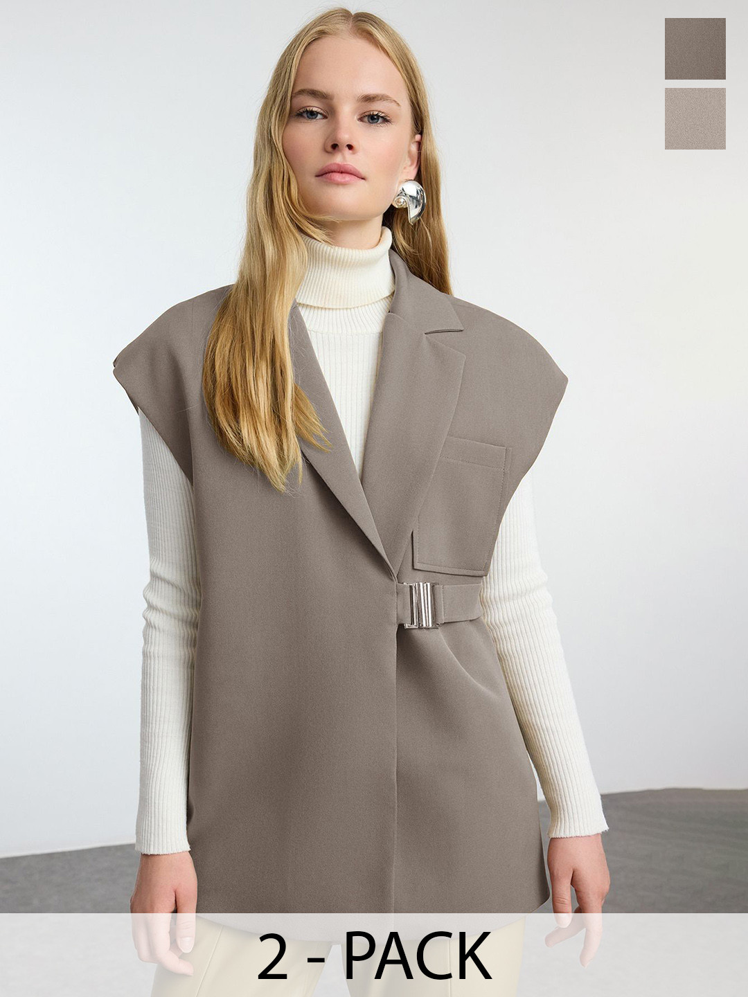 Trendyol Pack Of 2 Solid Notched Lapel Overcoats