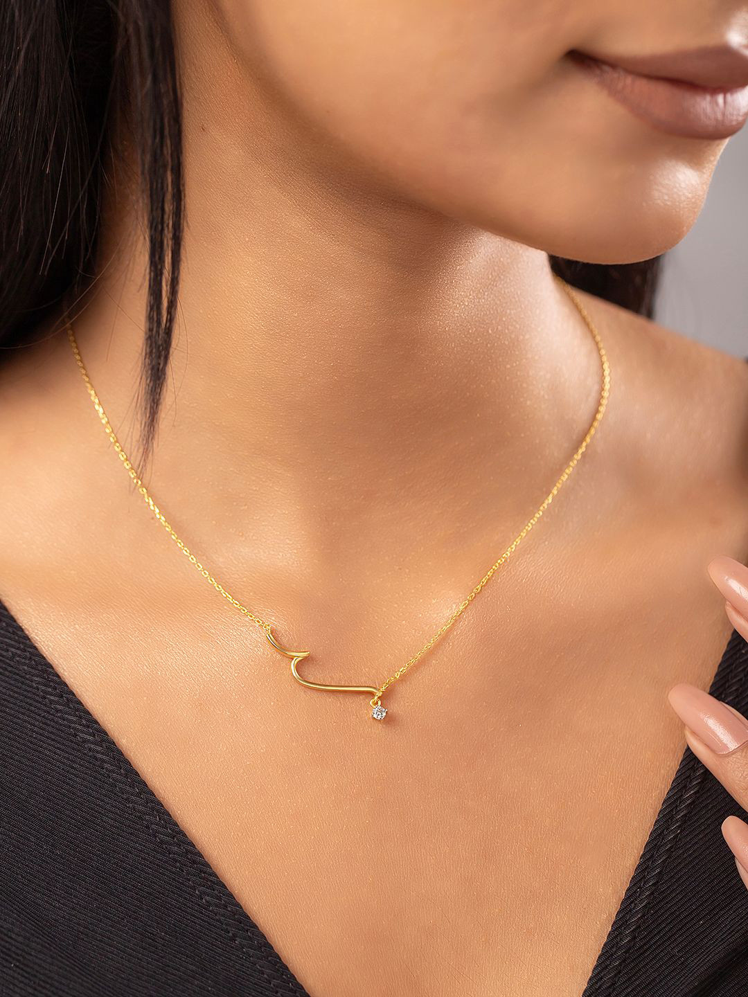 Studio Voylla 925 Sterling Silver Chain With 0.07 Carat Lab-Grown Diamond - 2.45 g