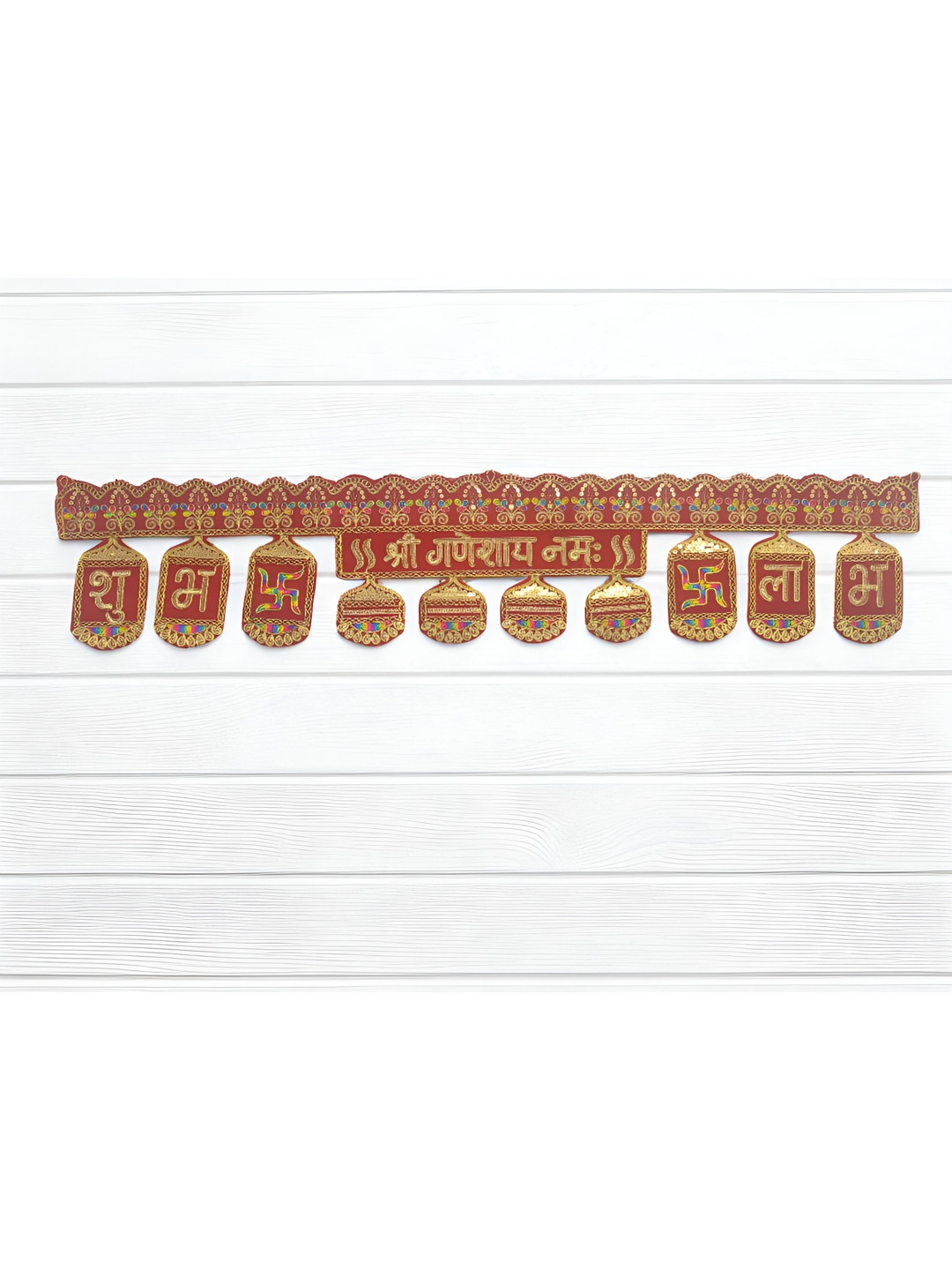 MISHAV Red & Gold Toned Decorative Velvet Toran