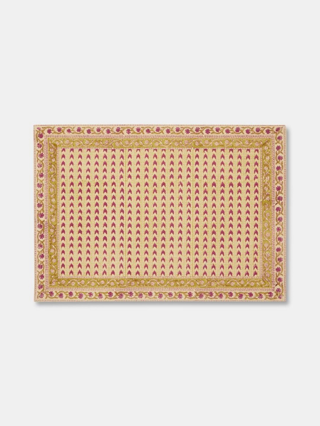 Fabindia Anar Green & Purple 6 Pieces Printed Cotton Rectangle Shape Table Placemats