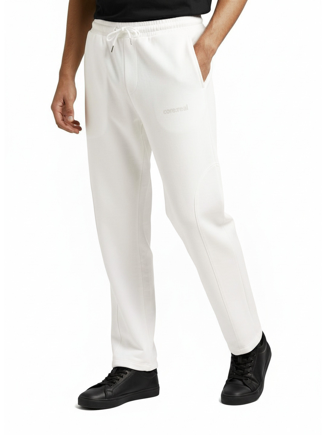 glitchez Men Raw Edge Detail Ribbed Relaxed Fit Track Pants