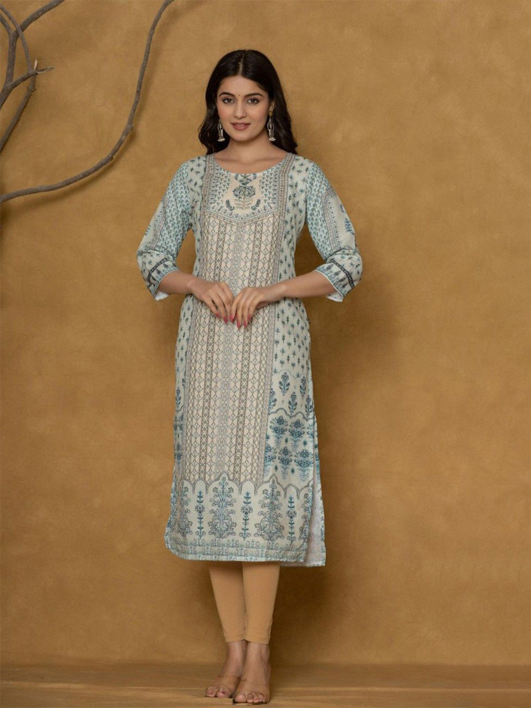 THE NAVRA Women Printed Round Neck Kurta