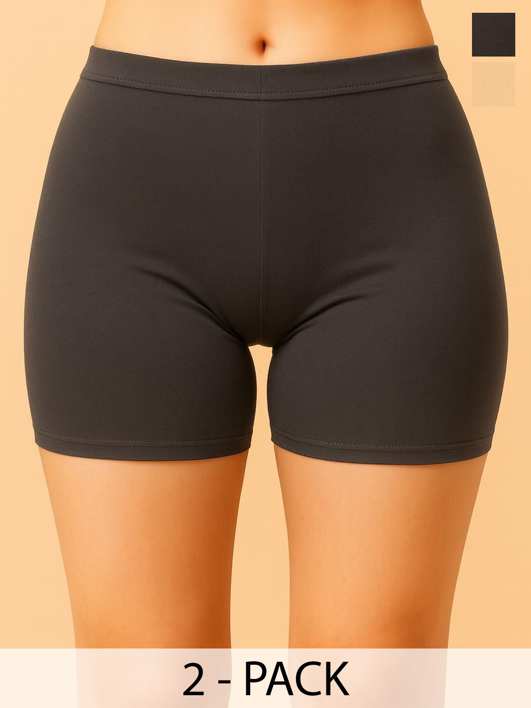 DRAXSTAR Pack Of 2 Combed Cotton Mid-Rise Boy Shorts Briefs DRAX SBT-33 Grey,Skin XS-2