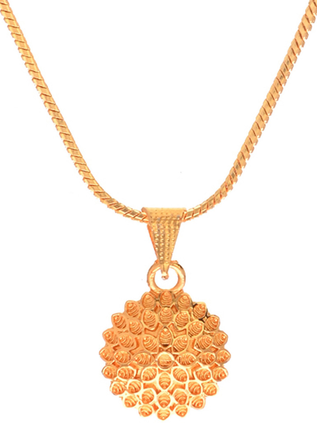 Beadworks Women Gold-Plated Floral Pendant With Chain