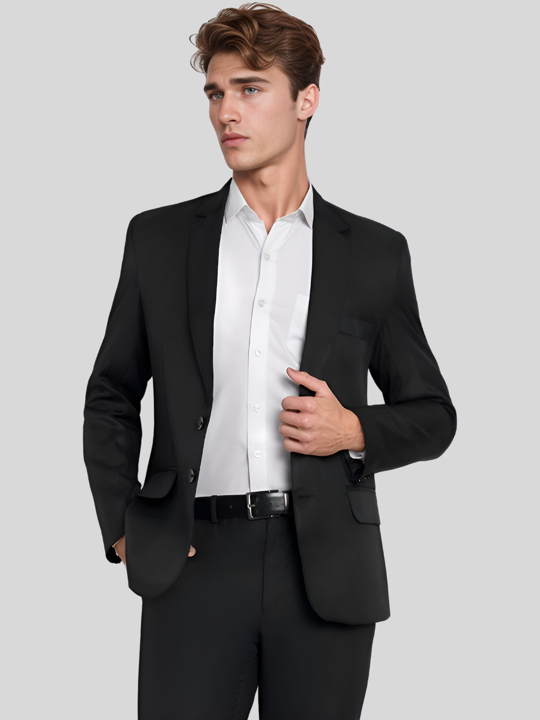 YSYB Dezines Men Black Notched Lapel Causal Blazer