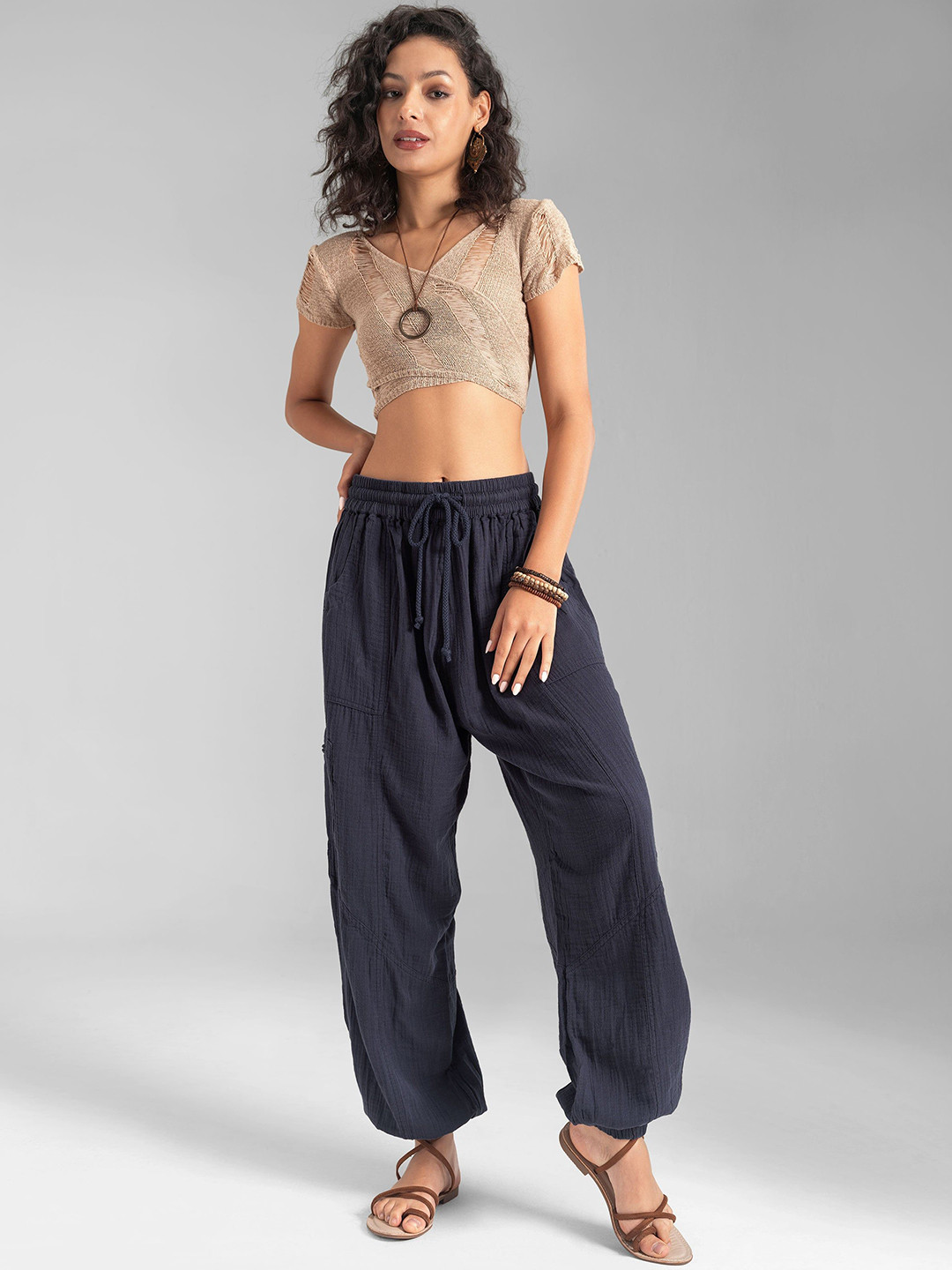 The Veshti Company Women Cargo Styles Cotton Parachute Jogger Trousers