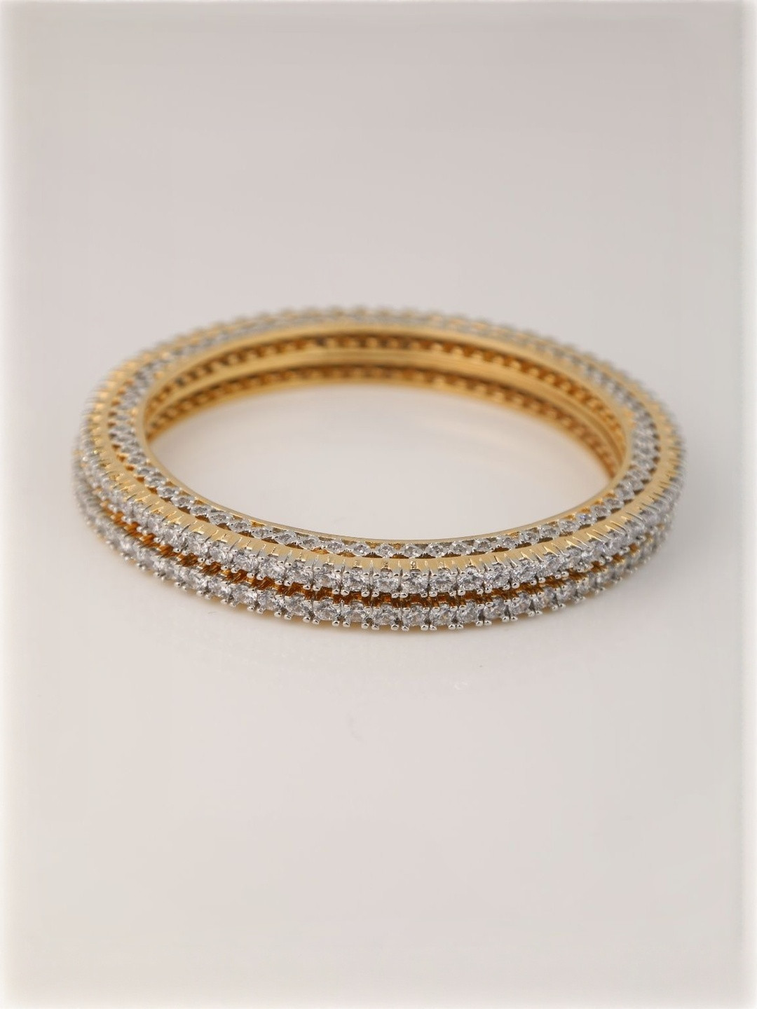 Rani Jewels Set Of 2 Gold-Plated American Diamond Studded Bangles