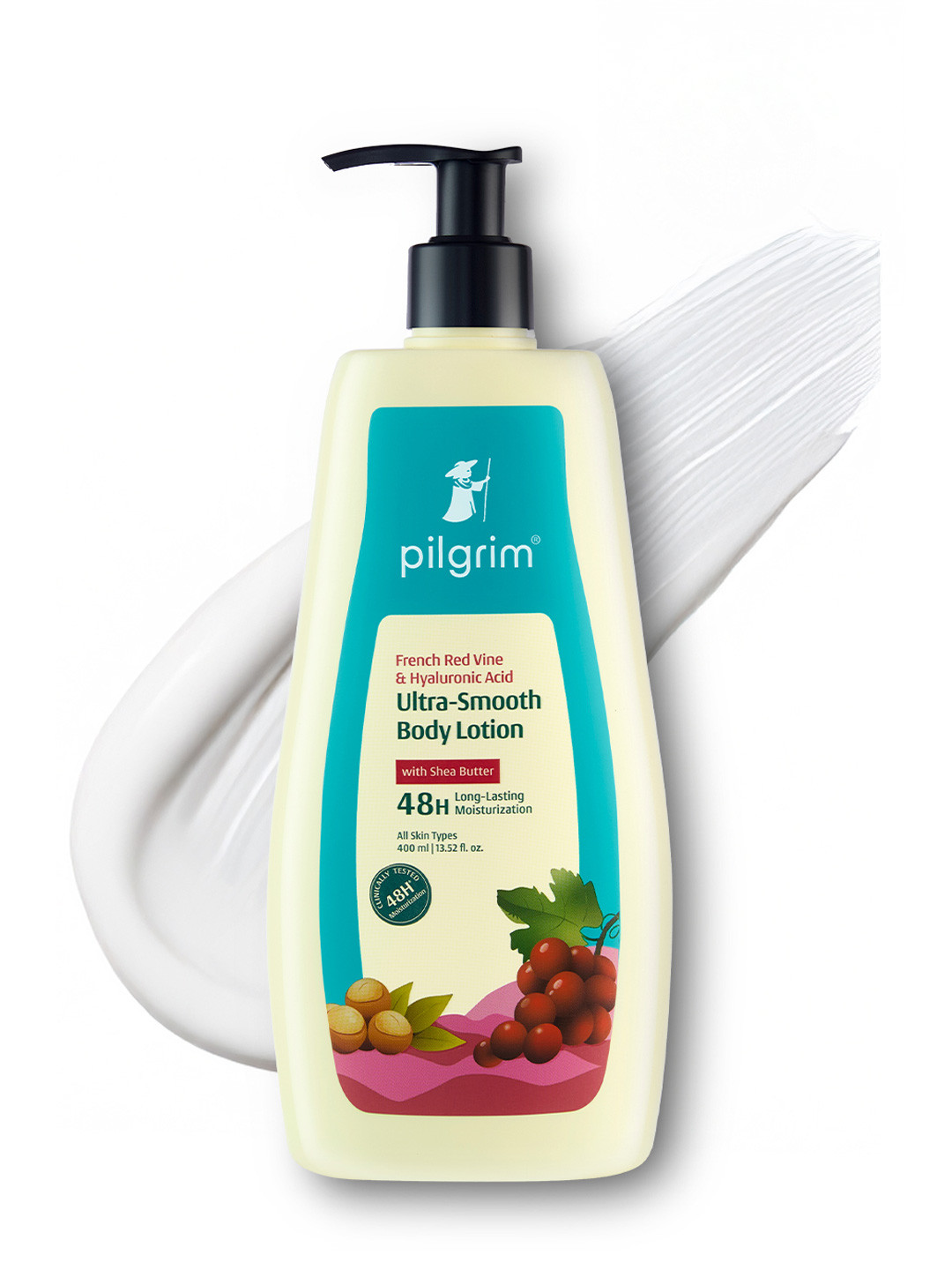 Pilgrim French Red Vine & Hyaluronic Acid Ultra-Smooth Body Lotion With Shea Butter -400ml