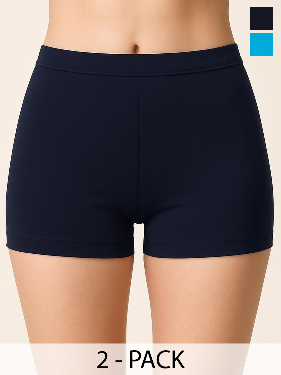 DRAXSTAR Pack Of 2 Cotton Mid-Rise Boy Shorts DRX SBT-33 Navy,Sky Blue XS-2-Navy,Sky Blue