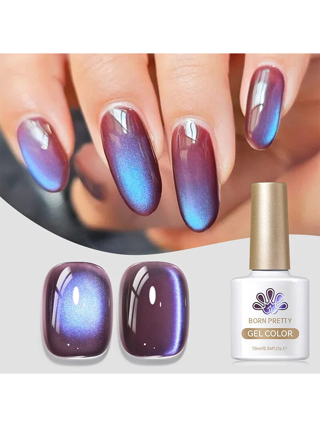 BORN PRETTY Long Lasting High Gloss Cat Magnetic Gel Polish 10ml -MY268 Indigo Eggplant